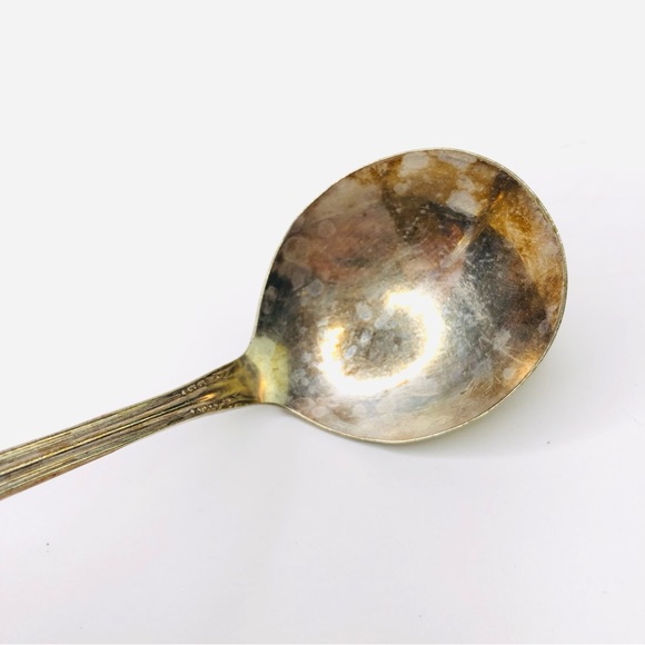 Vintage Oneida Flatware Rogers Silver Overlaid Ornate Soup Spoon 7" L x 1 3/4" W - Picture 3 of 6